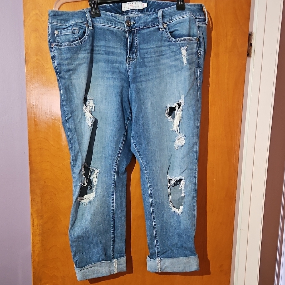 Torrid Blue Distressed Boyfriend Jeans